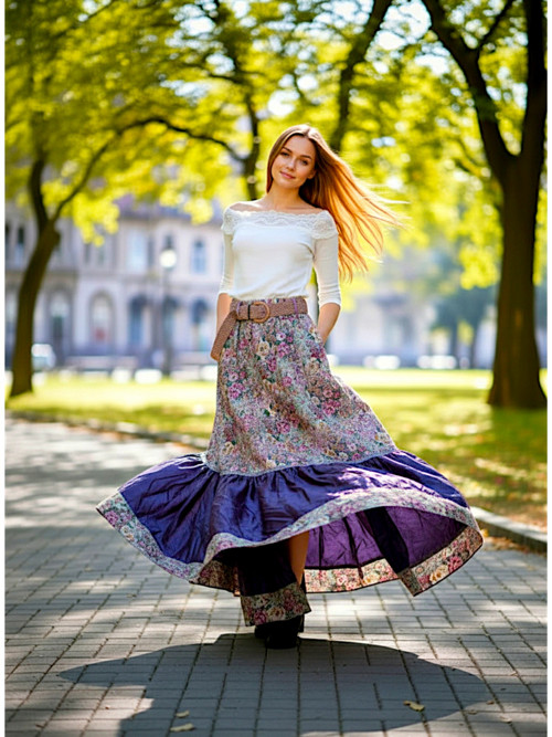 Dlouhá letní sukně šustivá — foto 3