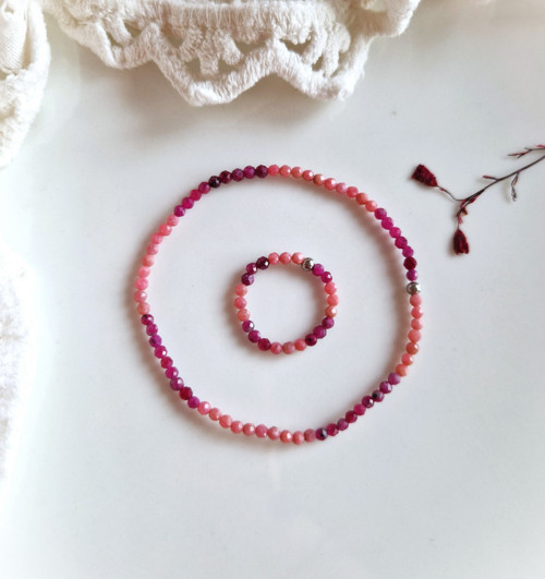 Ombré prsteň*rubín*rodonit*broušený — foto 5