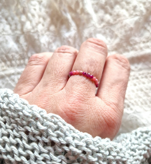Ombré prsteň*rubín*rodonit*broušený — foto 6