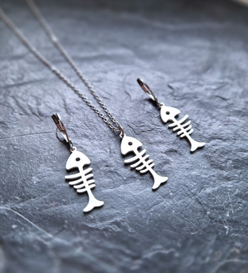 Ocelové náušnice*rybí kostra — foto 4