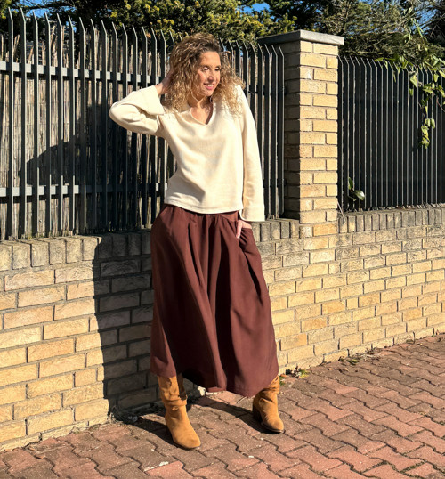 Kalhotová sukně maxi palisandr — foto 4