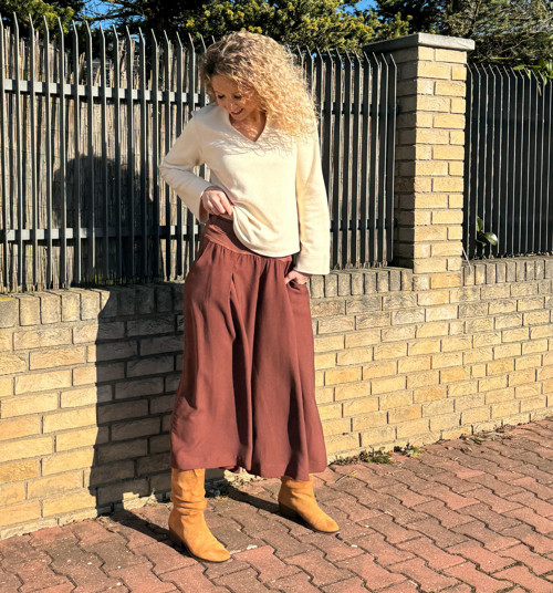 Kalhotová sukně maxi palisandr — foto 5