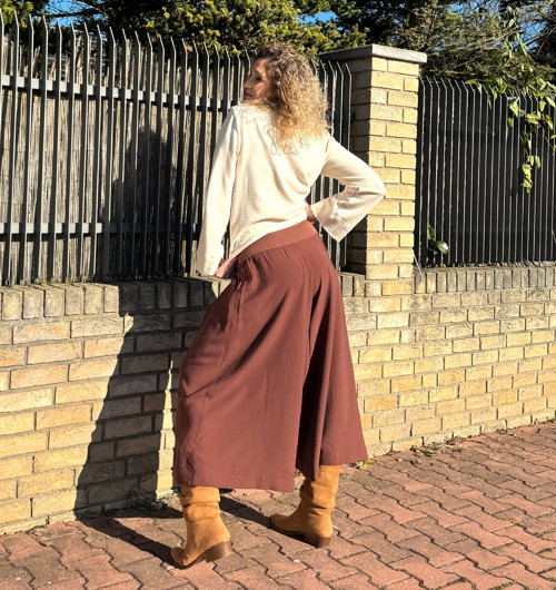 Kalhotová sukně maxi palisandr — foto 6