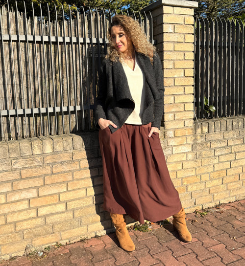 Kalhotová sukně maxi palisandr — foto 2