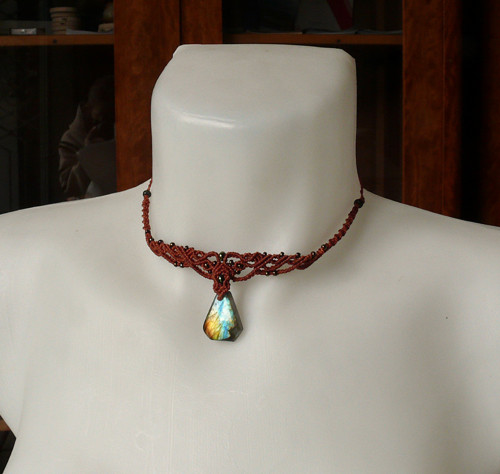 Macramé Choker s Labradoritem — foto 2