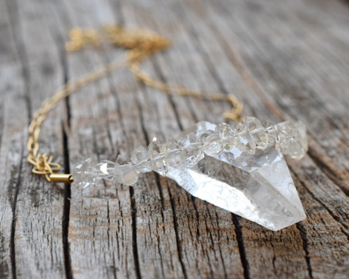 Hekimer diamond, gold filled náhrdelník — foto 4