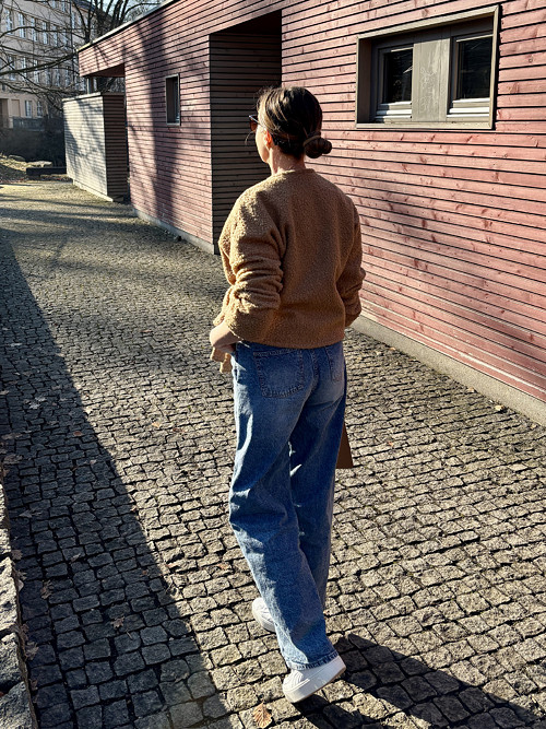Teddy wrap kabátek s kimono rukávem Camel — foto 5