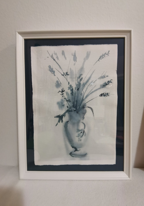 Akvarel originál Modré obilí — foto 3