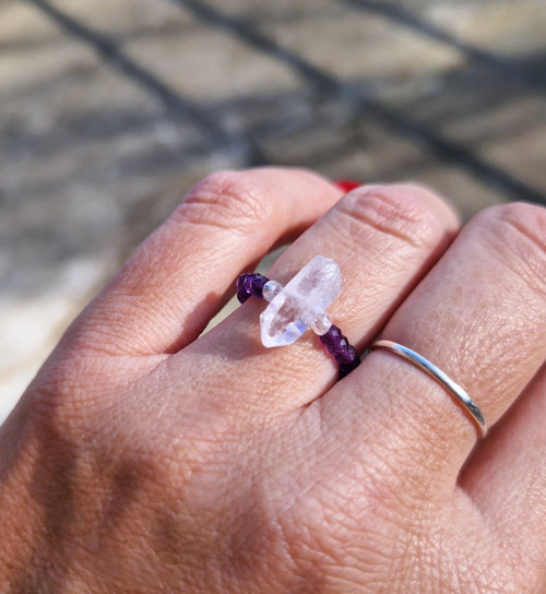 Diamant Herkimer purple*ametyst*prsten — foto 4