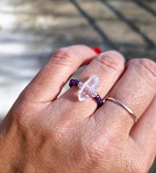 Diamant Herkimer purple*ametyst*prsten — foto 2