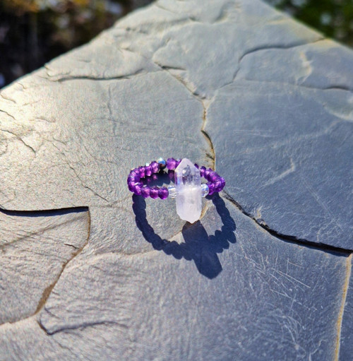 Diamant Herkimer purple*ametyst*prsten — foto 3