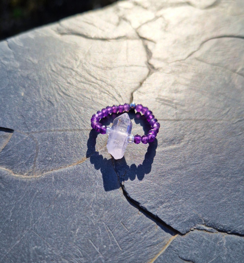 Diamant Herkimer purple*ametyst*prsten — foto 5
