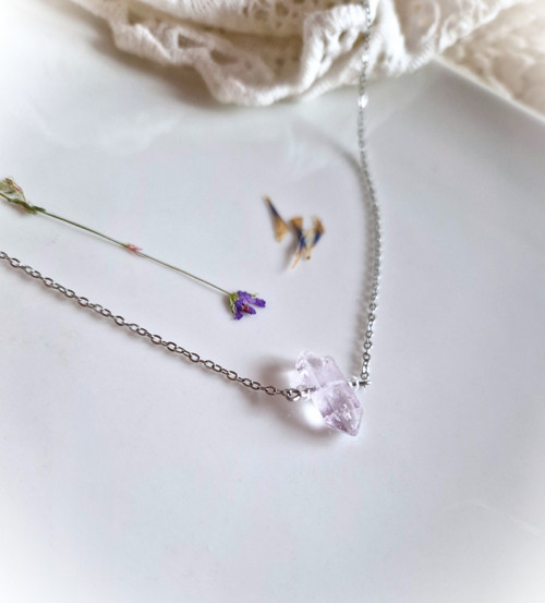 Diamant Herkimer purple*ocel*náhrdelník — foto 4
