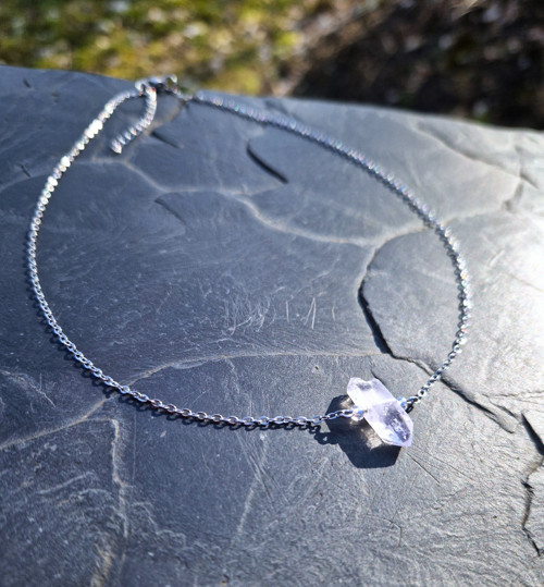 Diamant Herkimer purple*ocel*náhrdelník — foto 5