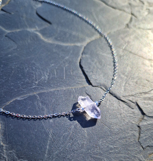 Diamant Herkimer purple*ocel*náhrdelník — foto 2