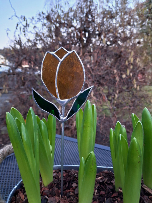 Tulipán - vitrážový zápich — foto 2