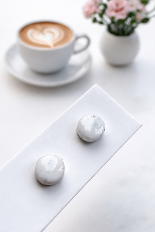 Minimalistické polymerové náušnice MODIVI – mramor — foto 2