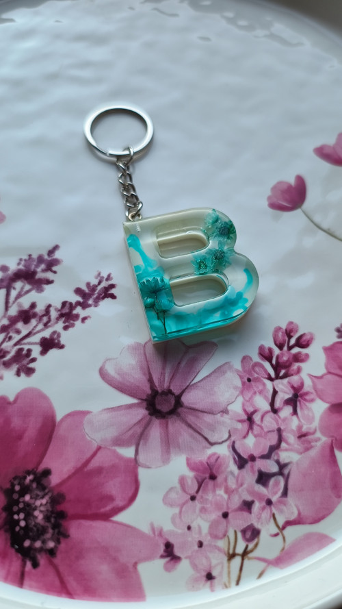 Letter "B" Turquoise Flower Art — foto 3