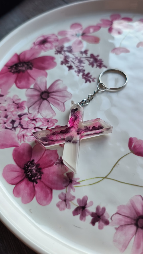 Klíčenka - "X" růžovo/fialová art