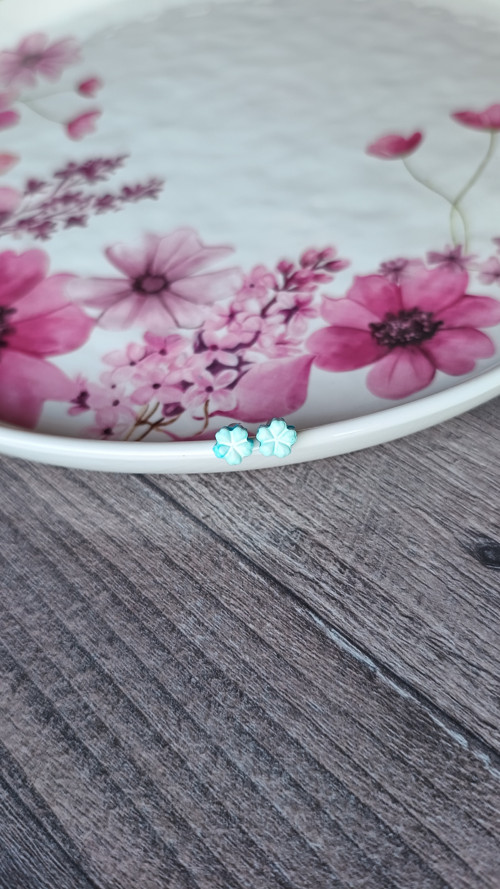 Náušnice - modré mini kytičky