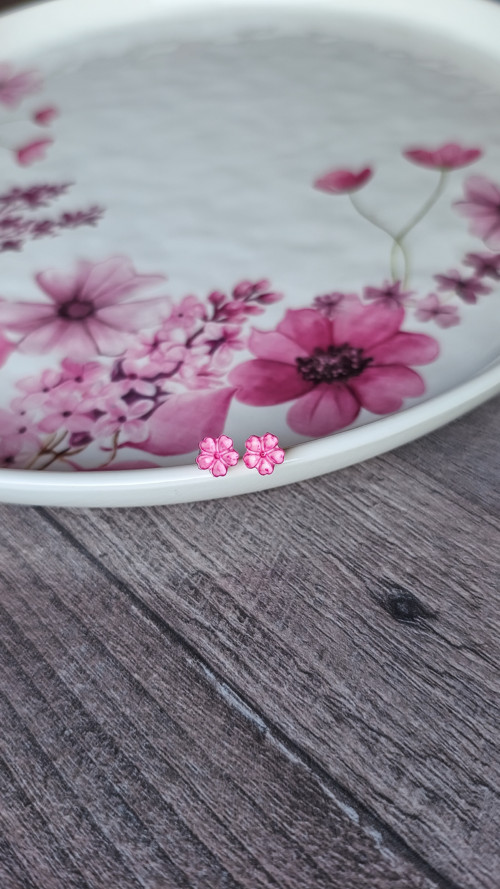 Náušnice - Mini Flower Pink — foto 2