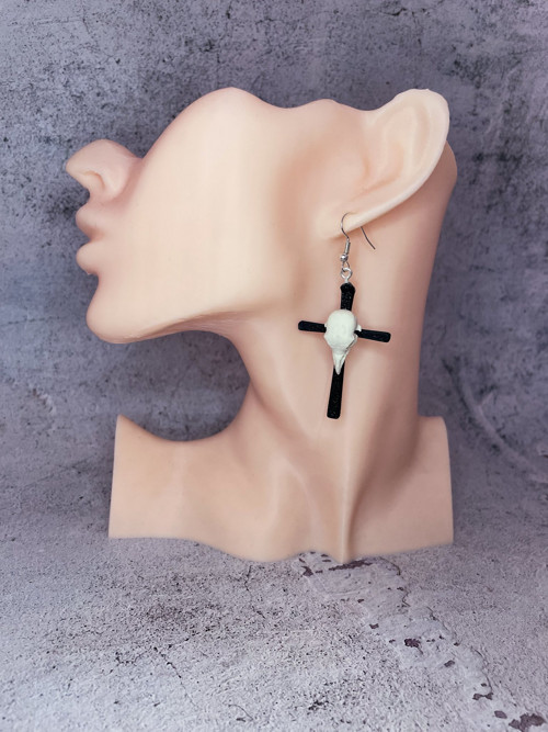Náušnice Alternative Osteology Kříž lebka — foto 2