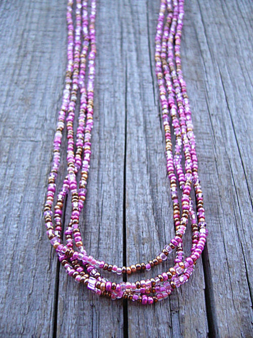 Náhrdelník rokajl pink/gold — foto 2