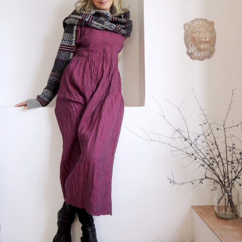RUTH Tmavá Magenta - šaty len — foto 4