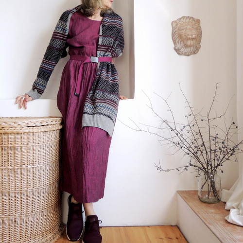 RUTH Tmavá Magenta - šaty len — foto 2