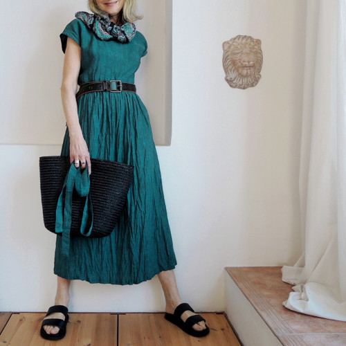 RUTH Teal - šaty len — foto 3