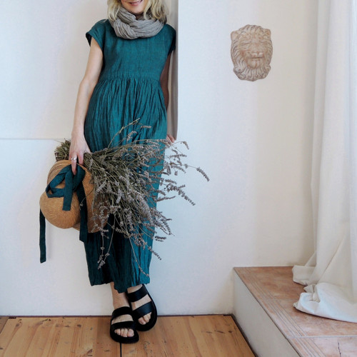 RUTH Teal - šaty len — foto 6
