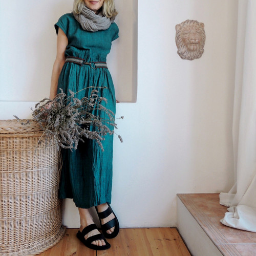 RUTH Teal - šaty len — foto 2