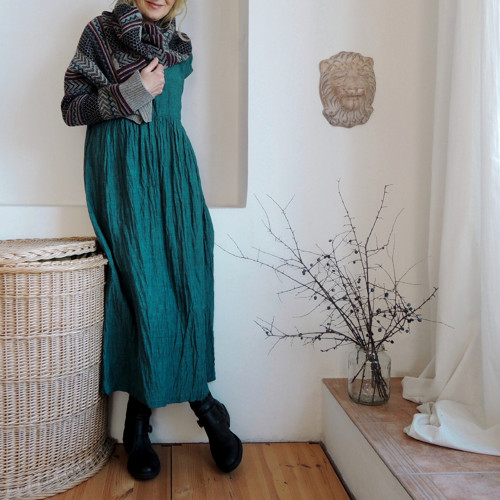 RUTH Teal - šaty len — foto 4