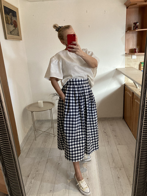 ..ako GinGHAM vánok... sukňa modro/biela — foto 2