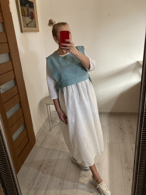 Ľanová vesta- Tm. Mäta — foto 3