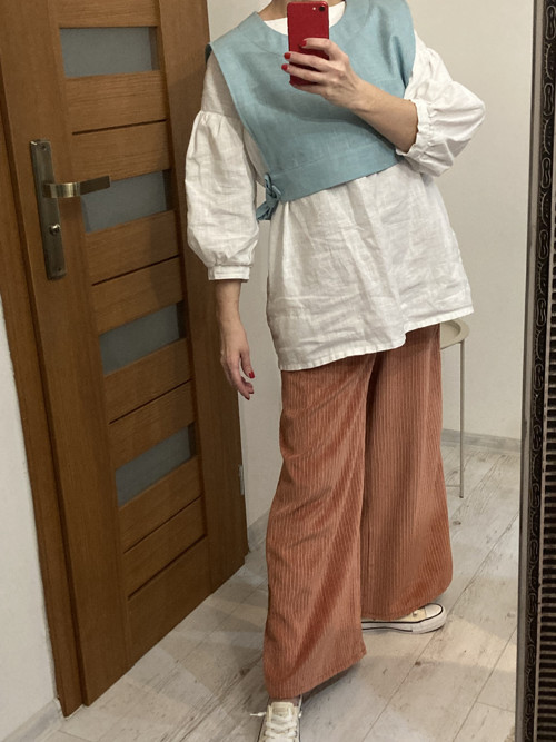 Ľanová vesta- Tm. Mäta — foto 4