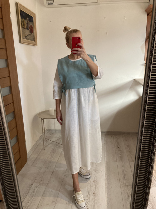 Ľanová vesta- Tm. Mäta — foto 2