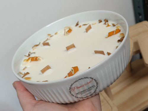 Svíčka pomeranč v misce 500g — foto 2