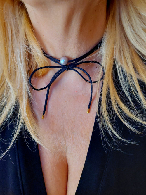 Náhrdelník - chocker FATIMA zlatý*černý* perla — foto 2