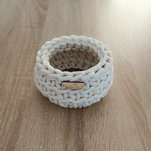 Háčkovaný košík mini ecru — foto 2