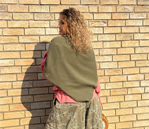 Pončo bavlněné- khaki — foto 5