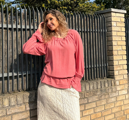 Tunika se lnem lososová — foto 3