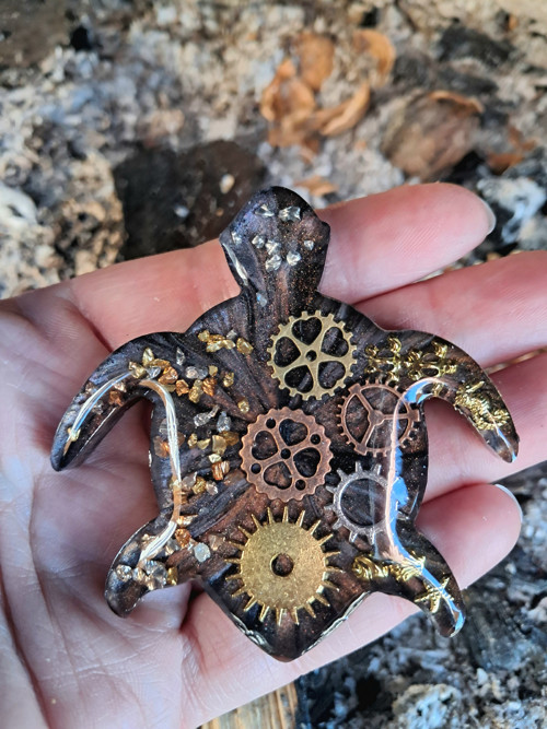 Steampunk brož želva — foto 4