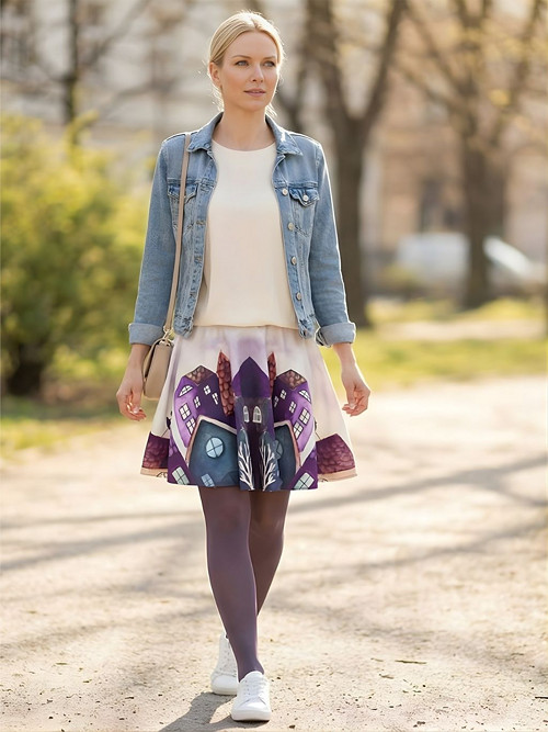 Kolová sukně AMELIA - domečky — foto 4