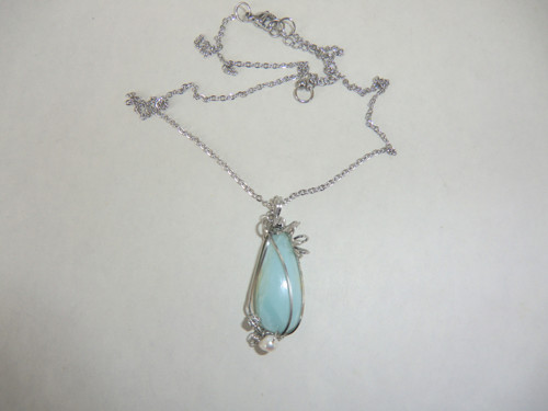 Larimar s perlou - náhrdelník 1/26M — foto 2