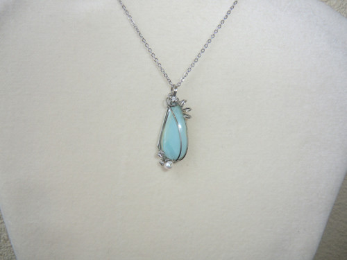 Larimar s perlou - náhrdelník 1/26M — foto 3