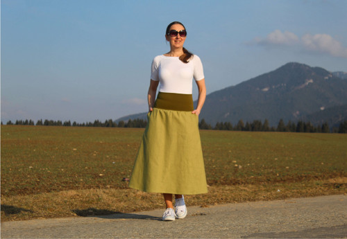 Svetlozelená ľanová sukňa — foto 3