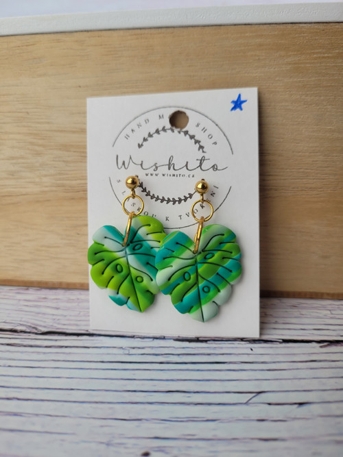 Náušnice Monstera plant — foto 2