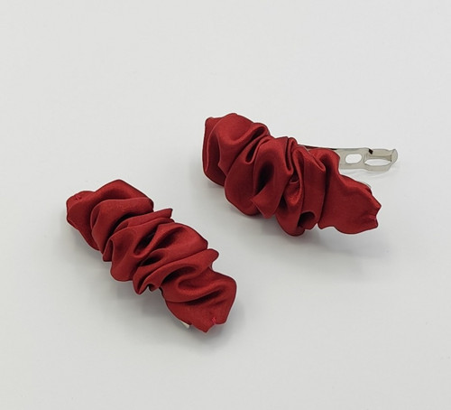 Spona do vlasů scrunchie tmavě červená 8 cm — foto 2