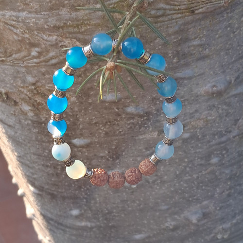 Náramek achát, rudraksha — foto 3